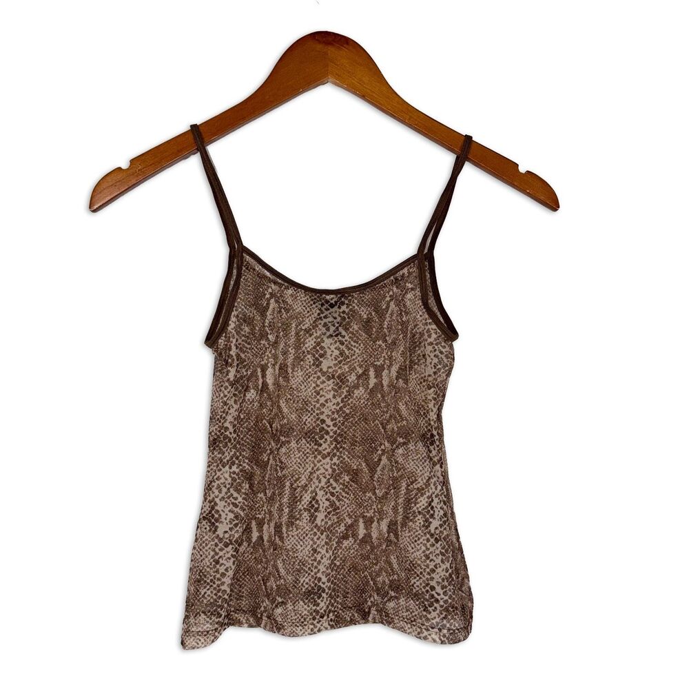 NY & Co Intimates Y2K Snake Print Mesh Cami Small Sheer Stretch Tank Top